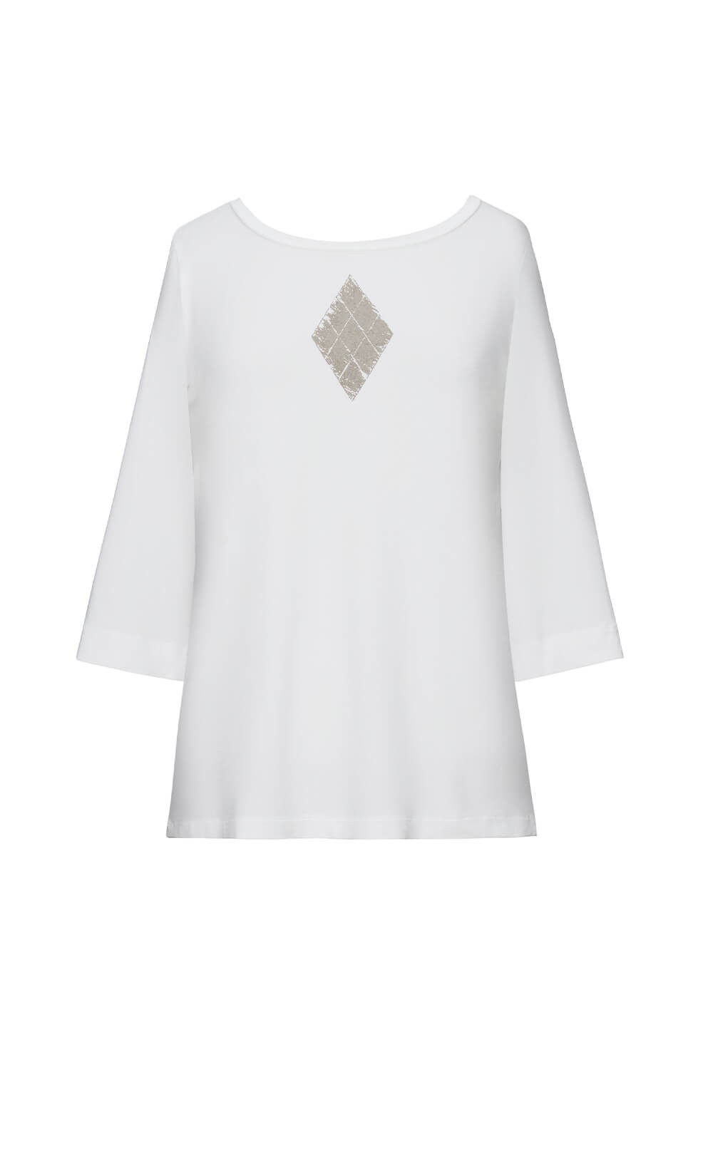 Pecan Diamond White Top