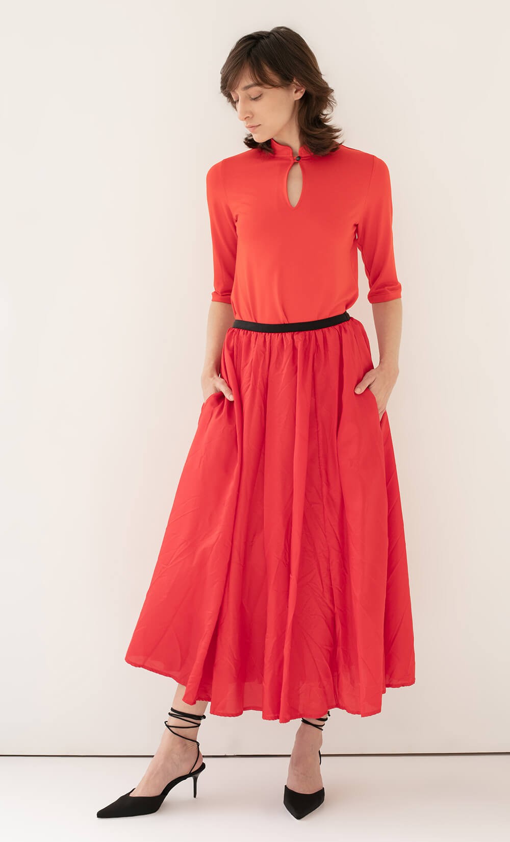 8 Panel Red Skirt