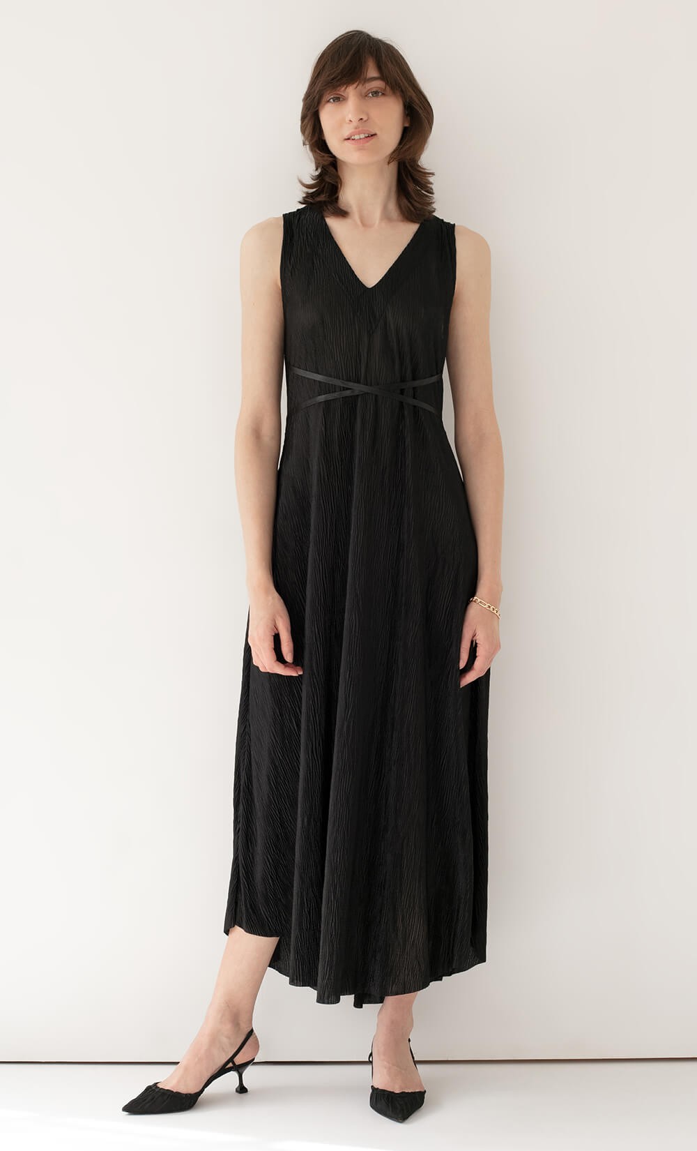 Black Coryse Plissé Dress