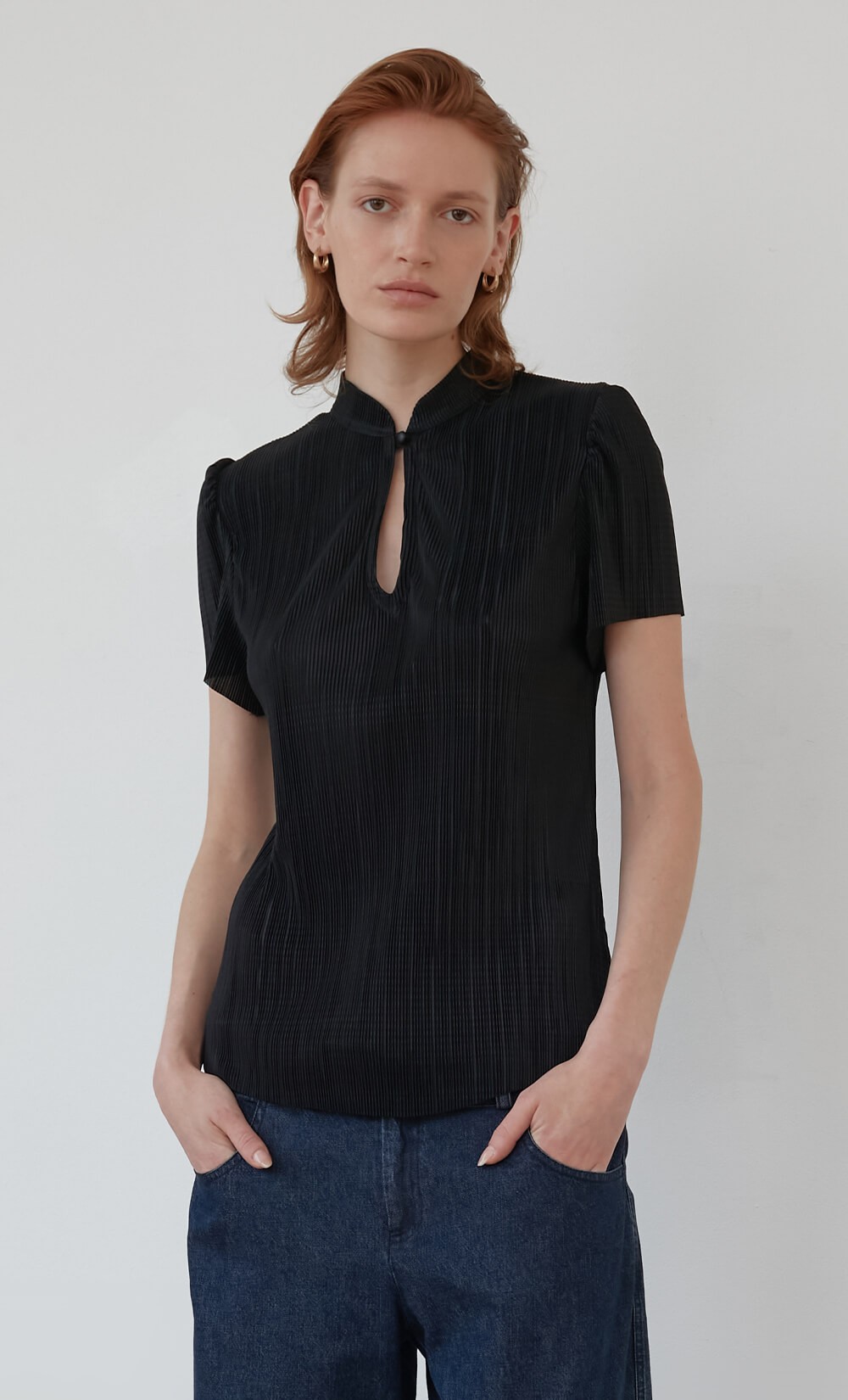 Black Sitton Plissé Top