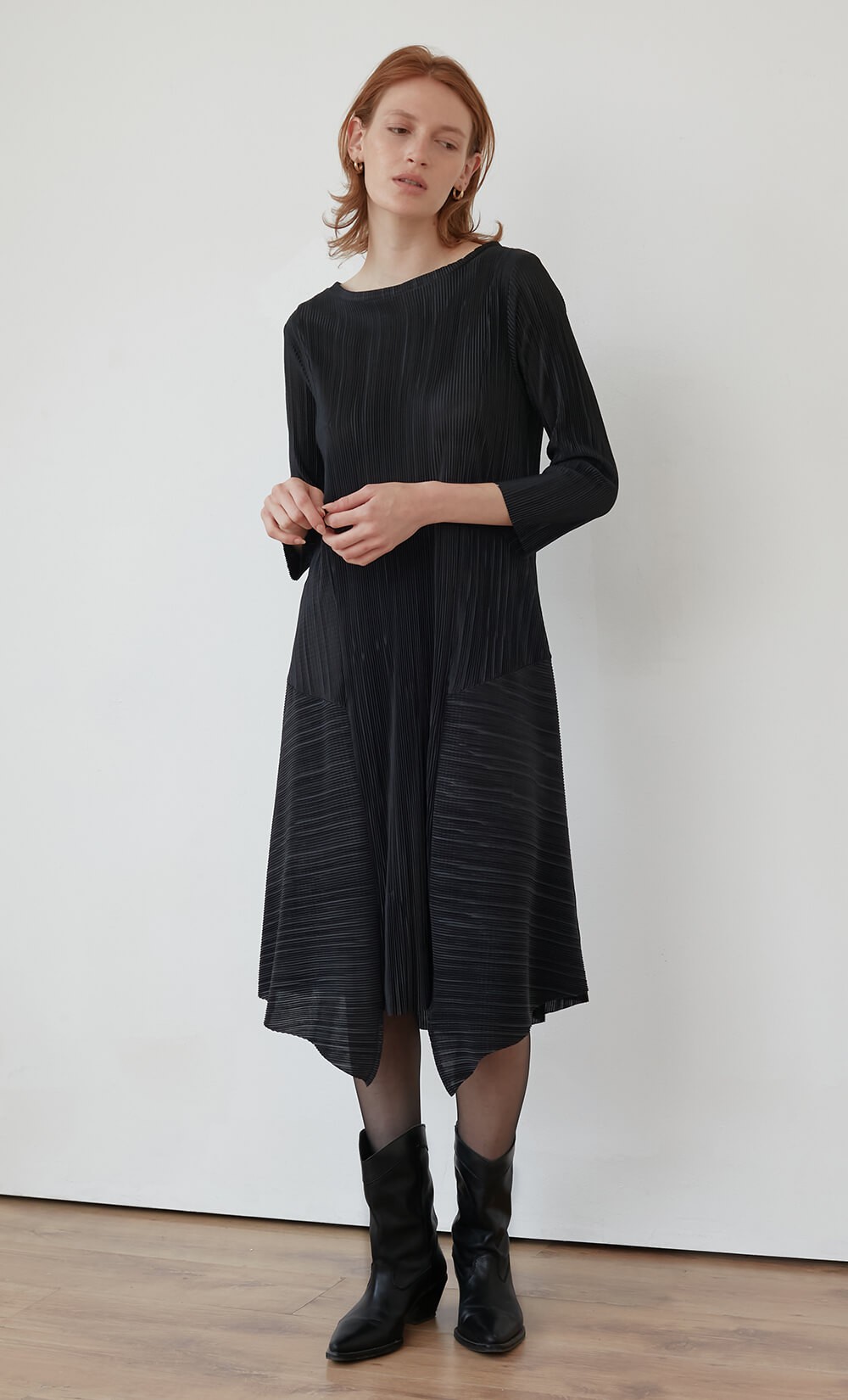 Black Sofu Plissé Dress 