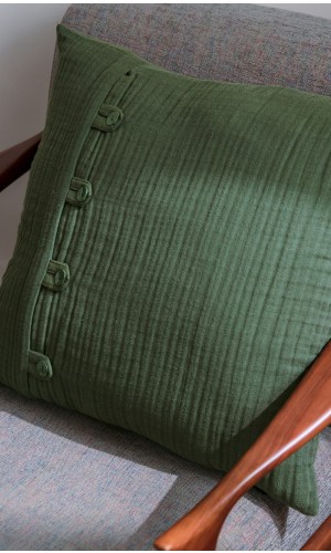 Green Muslin Square Cushion  