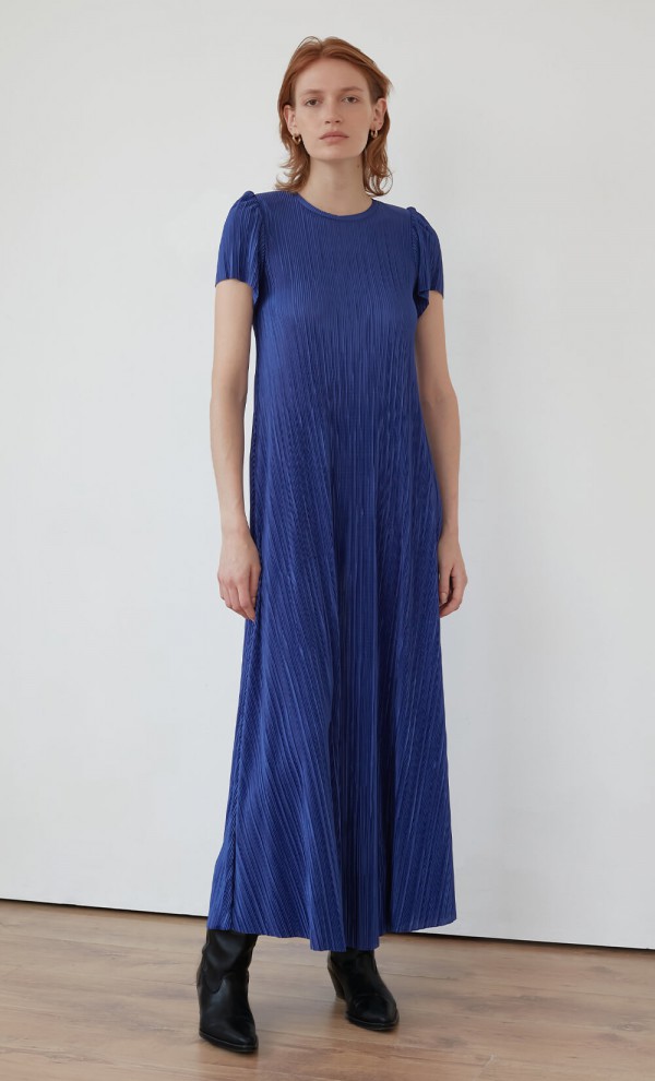 Blue Sital Plissé Dress