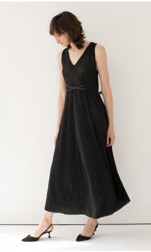Black Coryse Plissé Dress